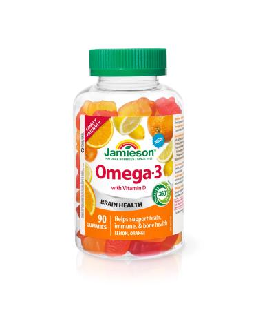 Jamieson Omega-3 Gummies Family Friendly Assorted Fruit Flavours 90 Count