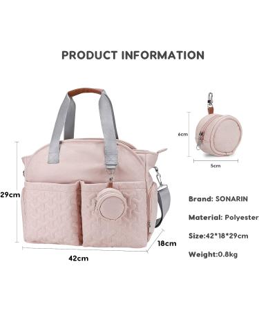 SONARIN Stylish Large Capacity Baby Nappy Changing Tote Bag - Waterproof Satchel Messenger Bag for Travel - Pink - Buy Online on GoSupps.com
