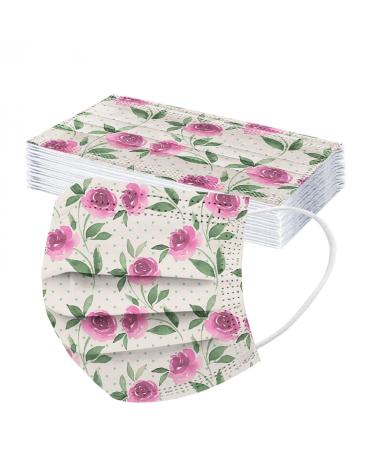 Lulupi 10 pieces of one-way adult mouth protection flowers mouth and nose protection flower motif Elegant breathable Bandana mask neckerchief for women P-03