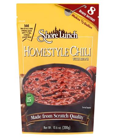 Shore Lunch Homestyle Chili Mix with Beans - Pack of 6, 10.6-Ounces per Bag - 8 Hearty Servings, Makes 1 Gallon of Chili - Blend of Beans & Savory Spices - Buy Online on GoSupps.com