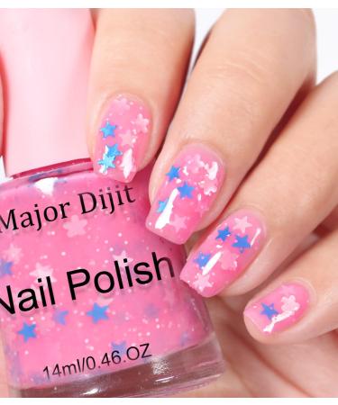 DouborQ Sparkling Shimmer Iridescent Nail Polish Long-lasting Sequins Nail Art Varnish (Pink)