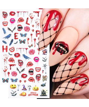 5D Halloween Nail Art Stickers Stereoscopic Embossed Nail Art Stickers Decals with Adhesive 5D Halloween Sticker Decoration for Women Girl Children Kids - Buy Online on GoSupps.com