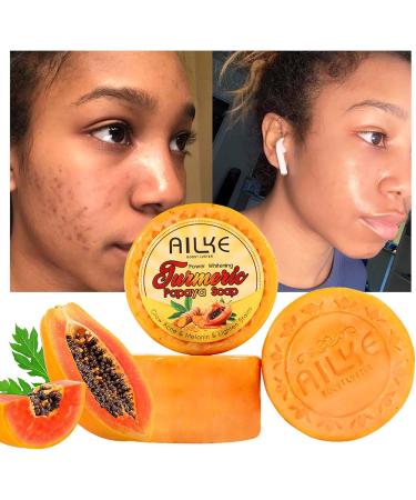 AILKE BOOST LUSTER AILKE Power Whitening Turmeric & Papaya Soap Bar Gentle Clean Skin Reduce Dark Spots Acne Unclogs Pores for Face Body and All Skin Types 200g Pack of 5 - Buy Online on GoSupps.com