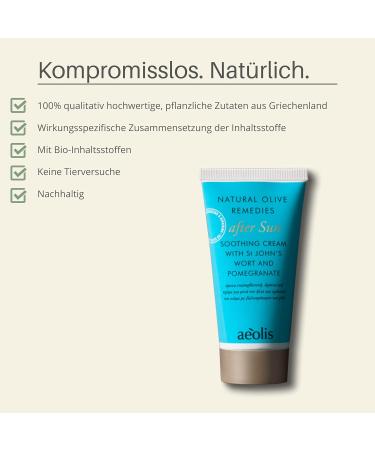 Aeolis Skincare After Sun Soothing Cream - Natural Aloe Vera & Olive Oil | St. John's Wort & Pomegranate | Perfect Gift Ideas | 100% Sustainable - Buy Online on GoSupps.com