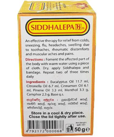 Siddhalepa Ayurveda Herbal Balm for Headaches & Pain - 50g | Natural Relief & International Shipping - Buy Online on GoSupps.com