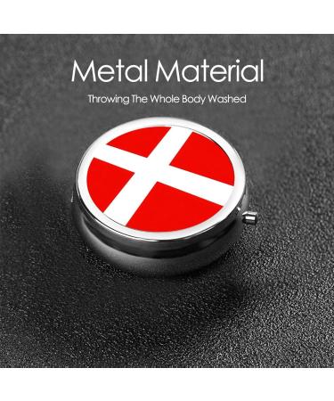 Buy Denmark Danish Flag Portable Metal Pill Box | Mini 3-Compartment Design for Travel | Perfect for Small Pills - Buy Online on GoSupps.com