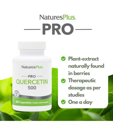 NaturesPlus PRO Quercetin Capsules 500mg - High Strength Vegan Formula - 60 Capsules - Buy Online on GoSupps.com