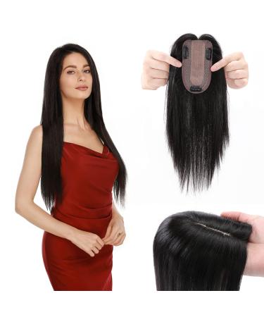Clip in extensions real hair topper extensions real hair hair parts real hair toupet for women toupe hair part 130% dense hair extensions 40cm-48g 1b# natural black