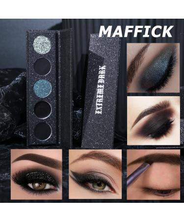 5 Colors Smoky Black Eyeshadow Palette Professional Highly Pigmented Multidimensional Eyeshadow Palette Blendable Flawless & Natural Long Lasting Holographic Multichrome Glitter  - Buy Online on GoSupps.com