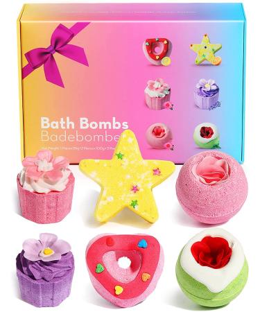 Bath Bombs for Kids Girls, 6 Pack Orangic Aromatherapy Bath Bomb for Women Mom,Rich In Essential Oils, Skin Moisturizing Bubble Bath Fizzy Spa,Relaxation And Stress Relief Gift for Christmas, Birthday