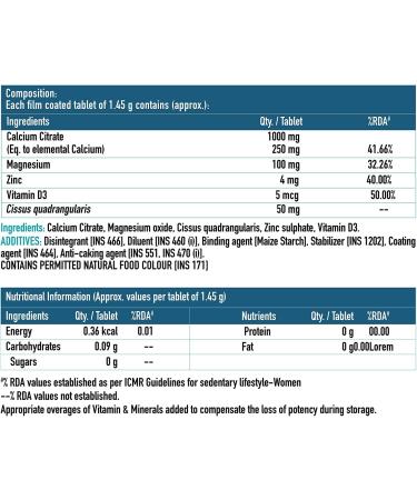 Health K Calcium Magnesium & Zinc Tablets with Vitamin D3 - 60 Count - Bone and Joint Support Supplement for Men and Women - Buy Online on GoSupps.com
