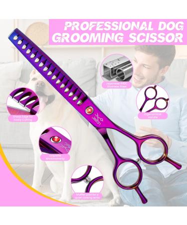 Jason 7.5 Chunker Scissors - Professional Dog Thinning Shears | Japanese Stainless Steel Effilator Scissors with 16 Teeth | Purple Pet Grooming Tools - Buy Online on GoSupps.com