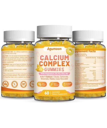 Liposomal Calcium Complex Gummies - 6 Active Types Calcium (Citrate Carbonate Gluconate etc) with Vitamin D3 K2 Magnesium & Zinc for Bone & Immune Support - 120 Gummies - Buy Online on GoSupps.com