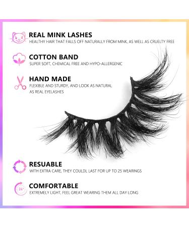 Barbiely 3 Pairs 20MM Mink Lashes - Dramatic Cat-Eyes Look | 100% Real Siberian Mink Fur | Reusable & Handmade | Cruelty-Free | Non-Irritating Fake Eyelashes - Buy Online on GoSupps.com