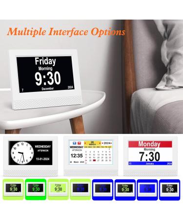 Senxingyan 7'' HD Digital Calendar Alarm Clock - Senior-Friendly Dimmable Display Date & Weekday Features for Alzheimer Patients - White - Buy Online on GoSupps.com
