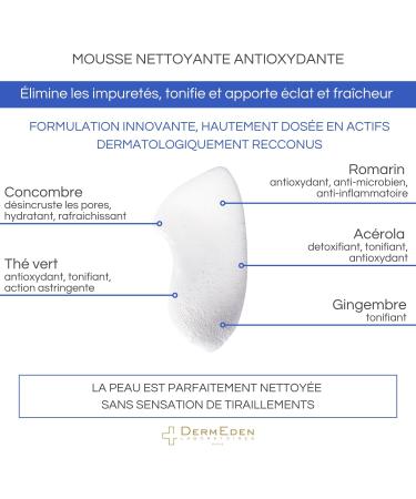 DermEden - Antioxidant cleansing foam 150 ml Eliminates external influences such as pollution dust etc. Purifies and tones the skin Made in France in our laboratories. - Buy Online on GoSupps.com