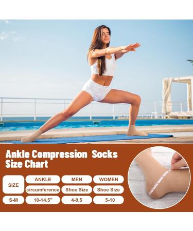 Shinymoon Ankle Compression Socks 15-20 mmHg | Plantar Fasciitis Support Sleeve | Closed Toe Brace for Women & Men | Swelling Relief - Nude Color - Buy Online on GoSupps.com