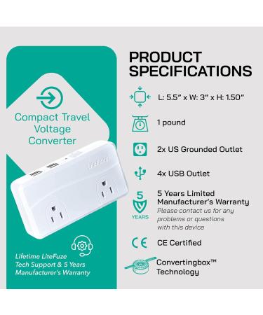 200W Travel Voltage Converter 220V to 110V - EU AU UK Adapter for Clippers Shavers & Trimmers - Circuit Breaker Included - Buy Online on GoSupps.com