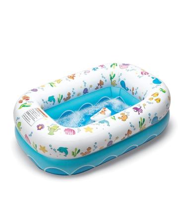 Mommy's Helper Inflatable Bathtub for Baby & Toddler Saddle Horn Baby Bath Seat Keeps Baby from Sliding Whimsical Ocean Design Makes Toddler Bath time Fun Recommended Age 6 to 24 Months