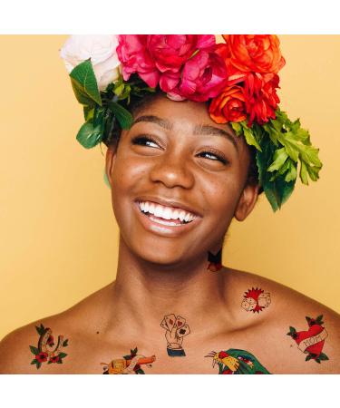 Old School Temporary Tattoo Set by Tatsy - Vintage Party Fun Fake Tattoos for Men and Women - Buy Online on GoSupps.com