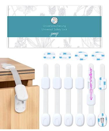 Baby and child lock for cupboards and drawers for gluing janeyo - also suitable for doors windows trash cans toilet lids refrigerators and much more.- Child protection cabinet