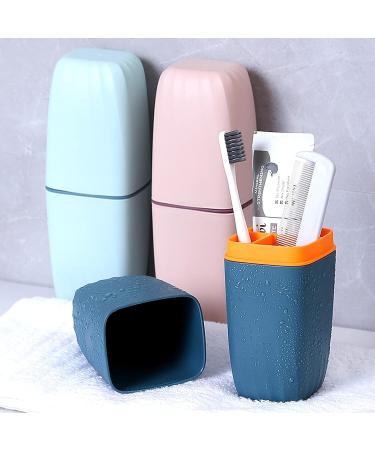 Portable Toothbrush Cup & Holder with Cover - Blue | Ideal for Travel, Bathroom, School & Business Trips - Buy Online on GoSupps.com