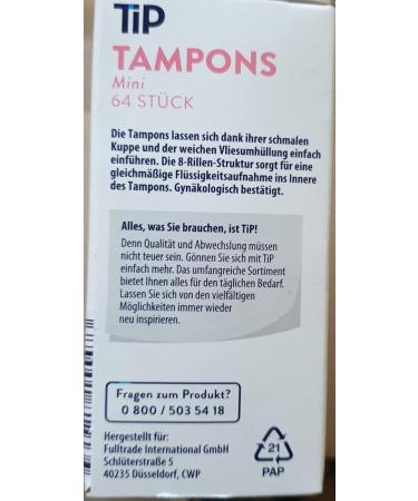 Tampons Mini - Tip | 64 Pieces - Ultra-Absorbent Comfort Fit & Unmatched Protection - Shop Internationally Now! - Buy Online on GoSupps.com