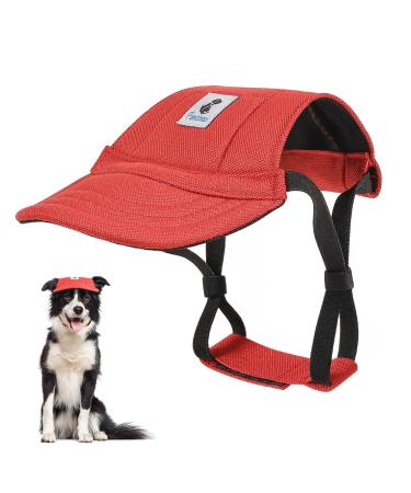 Pawaboo dog baseball caps dog preap with elastic ear holes adjustable dog cap sport pet hat sun protection for small medium -sized & large dogs dogs outfits dog costume (red l) l