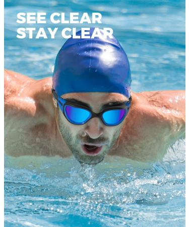 OMID Polarized Anti-Fog Swim Goggles for Adults - Mirrored Blue | Comfortable Fit - Buy Online on GoSupps.com