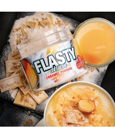Flasty Deluxe Caramel Pudding Powder - Low-Calorie Flavor with Real Caramel Chunks | 250g - Buy Online on GoSupps.com