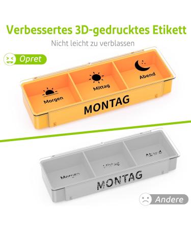 Weekly Pill Organizer - Opret 7-Day Tablet Box with 3 Compartments for Morning & Evening Medications - Colorful Pill Dose Storage Solution - Buy Online on GoSupps.com