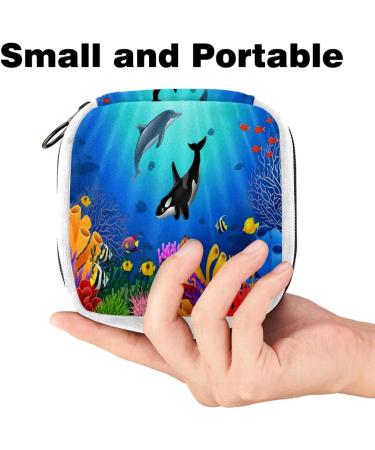 Cartoon Ocean Dolphin Sanitary Napkin Storage Bag - Period Tampon Makeup Pad Pouch Color2441 - Buy Online on GoSupps.com