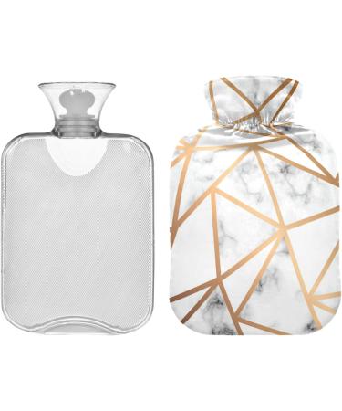 Marble Golden Geometric Lines Hot Water Bottle | 1L Pain Relief & Heating Bag for Cramps | International Shipping - Buy Online on GoSupps.com