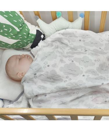 Miracle Baby Muslin Swaddle Blanket | 110x150cm | 115x150cm | Clouds Print | Cotton Summer Blanket | Boys Girls (Two Layers) - Buy Online on GoSupps.com