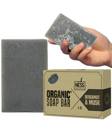 Ness Mens Soap Bar - Bergamot & Musk Scent, Natural Soap For Men With Organic Ingredients, Mens Bar Soap With Essential Oils, Moisturizing Bar Soap For Men, Handmade In The USA, Cruelty Free, Vegan Bergamot & Musk 5 Ounce …