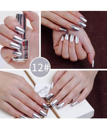 Metal Nail Polish 18ml Mirror Nail Varnish Quick Drying Metallic Effect Nail Art Polish Plating Metallic Nail Polish No UV Needed Magic Mirror Gel Nail Polish For Chrome Nail Art (12-Silver) - Buy Online on GoSupps.com