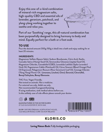 KLORIS Soothing CBD Bath Salts (500g Bag with 1000mg CBD) - Buy Online on GoSupps.com