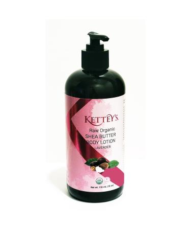KETTEY'S Raw Organic Shea Butter Body Lotion Lavender Scent 16 oz Non-Greasy Moisturizer
