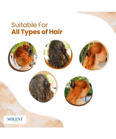 Brown Hair Claw Clips Set - 6 Trendy Mixed Design Hair Clips for Thick Thin Long Hair - Buy Online on GoSupps.com