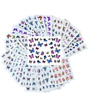 Butterfly Nail Art Stickers Colorful Butterflies Nail Art Stickers Decals Butterfly Design for Nails Art Design Water Transfer Decals Butterfly Nail Art Foil Sticker Set Manicure Tips Butterfly Nail