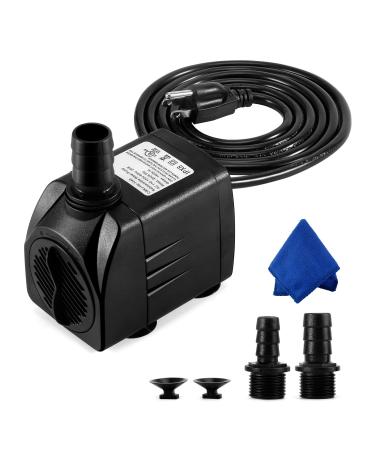 CWKJ Fountain Pump, 400GPH Submersible Water Pump, Durable 25W Outdoor Fountain Water Pump with 6.5ft Power Cord, 3 Nozzles for Aquarium, Pond, Fish Tank, Water Pump Hydroponics, Backyard Fountain