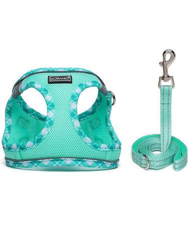 Doramio Reflective Dog Harness for Small Dogs & Cats - Breathable Step-In Design with Leash - XS Light Green - Buy Online on GoSupps.com