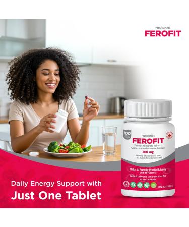 Ferofit - Ferrous Fumarate 300mg (100mg Elemental Iron) Prevents Anemia Due to Deficiency Iron Supplement for Women & Men 100 Tablets 100 Count (Pack of 1) - Buy Online on GoSupps.com
