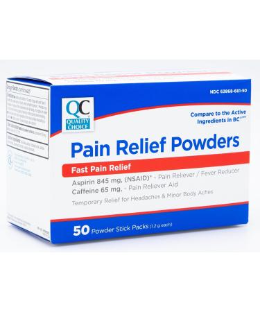 Quality Choice Fast Pain Relief Powder Contains 50 Powder Packets for Rapid Pain Relief. Contains Aspirin & Caffiene - Buy Online on GoSupps.com