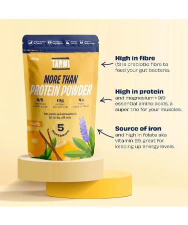 Tarwi Lupin 100% Natural Vegan Protein Powder 400g - Vanilla Flavor | Plant Based Protein with High Fiber, 9 Essential Amino Acids, Prebiotics | Clean & Gut Friendly - Buy Online on GoSupps.com