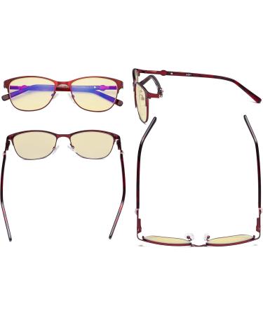 Eyekepper Ladies Blue Light Blocking Glasses - Stylish Yellow Filter Computer Eyewear for Women - Red Frame - Protect Your Eyes from Screen Fatigue - Buy Online on GoSupps.com