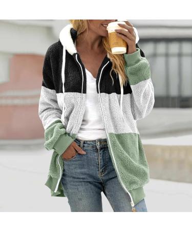 Hanxiulin Women's Fleece Jacket - Plush Long Sleeve Winter Coat Hooded & Cuddly in 5XL Green for Ultimate Comfort - Buy Online on GoSupps.com