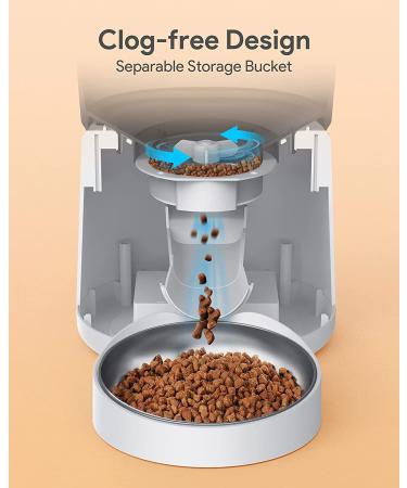 Katalic Automatic Cat Feeder - 4L Capacity, Clog-Free Dispenser with Voice Recorder, Programmable Timer - Ideal for Cats and Dogs - White - Buy Online on GoSupps.com