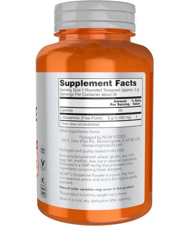 Now Foods L-Glutamine Pure Powder 6 oz - Buy Online on GoSupps.com