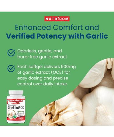 Nutridom Odourless Garlic 500 Garlic Supplement Pills (120 Softgels) - Buy Online on GoSupps.com